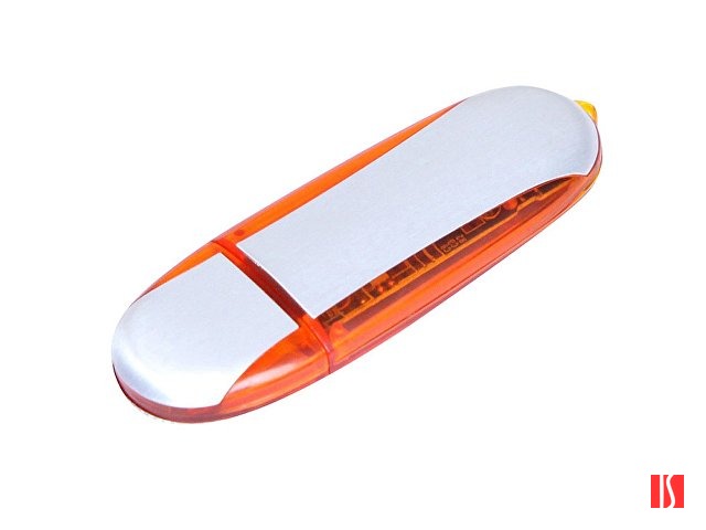 Флешка промо овальной формы, 8 Гб, серебристый/оранжевый