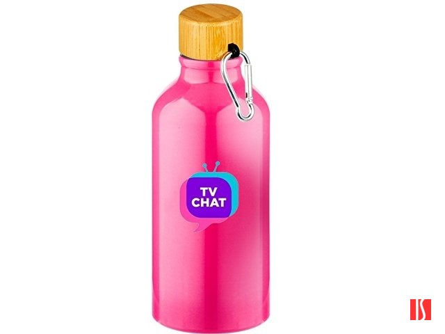 Купить Бутылка "Hip S Bamboo" с карабином 400мл, неоновый розовый Бутылка "Hip S Bamboo" с карабином 400мл, неоновый розовый