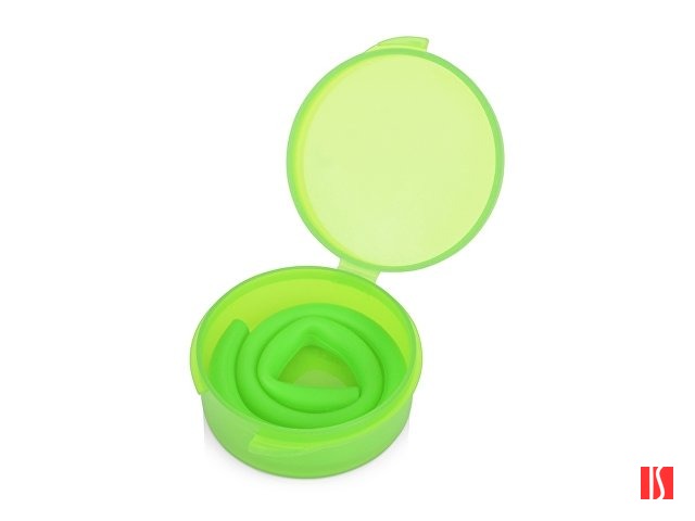 Силиконовая трубочка Fresh в пластиковом кейсе, зеленое яблоко