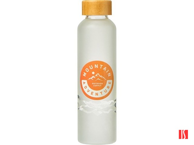 Стеклянная бутылка с бамбуковой крышкой «Foggy», 600мл, с УФ-печатью, белый, горы