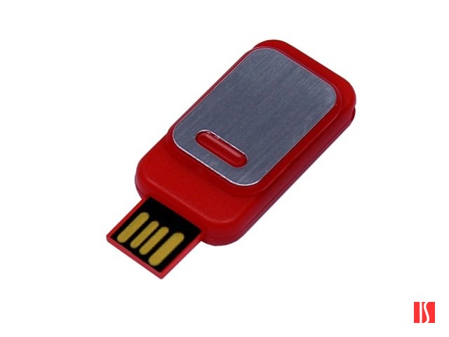 USB-флешка промо на 64 ГБ прямоугольной формы, выдвижной механизм, красный