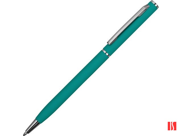 Ручка металлическая шариковая "Атриум" с покрытием софт-тач, бирюзовый