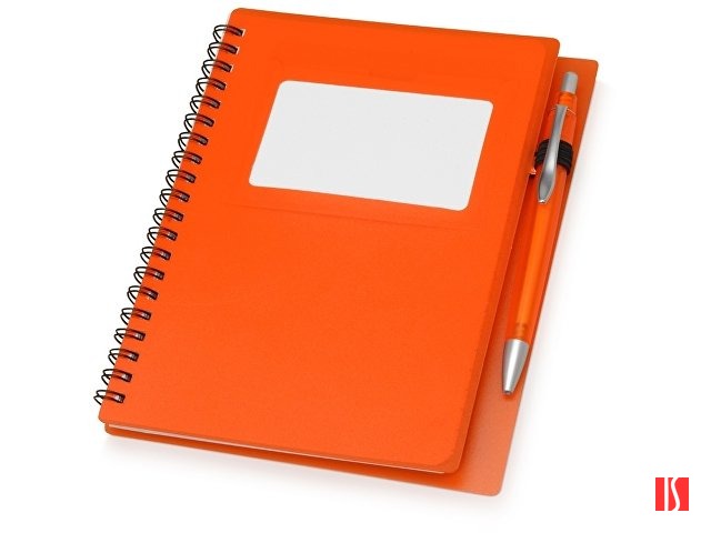 Блокнот "Контакт" с ручкой, оранжевый