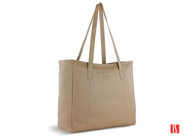 Сумка дорожная женская BUGATTI Elsa, песочного цвета, воловья кожа/полиэстер, 57х15х37 см