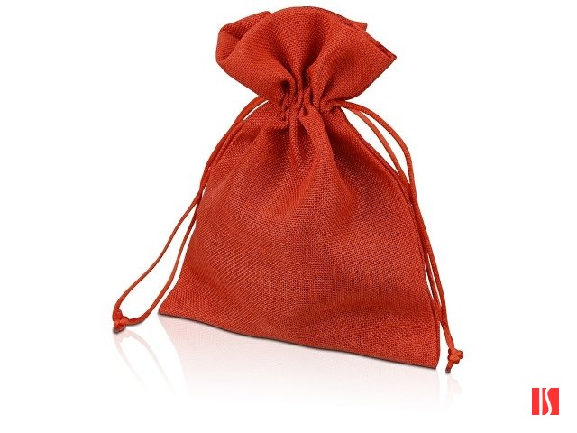 Мешочек подарочный, искусственный лен, средний, красный