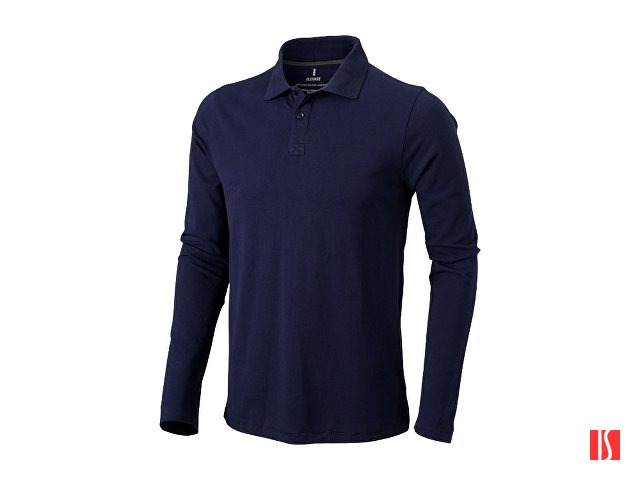 Рубашка поло "Oakville" мужская с длинным рукавом, темно-синий