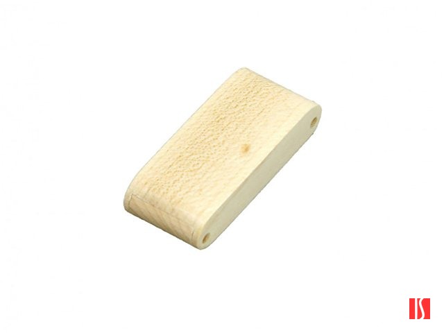 Флешка прямоугольной формы с расклданым корпусом, дерево, 64 Гб, натуральный