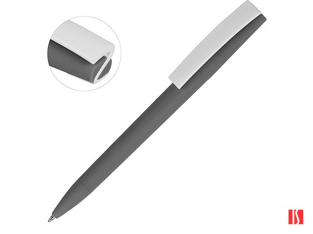 Ручка пластиковая soft-touch шариковая «Zorro», серый/белый