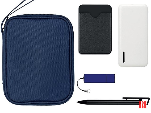 Купить Подарочный набор с флешкой, повербанком и ручкой, темно-синий Подарочный набор с флешкой, повербанком и ручкой, темно-синий