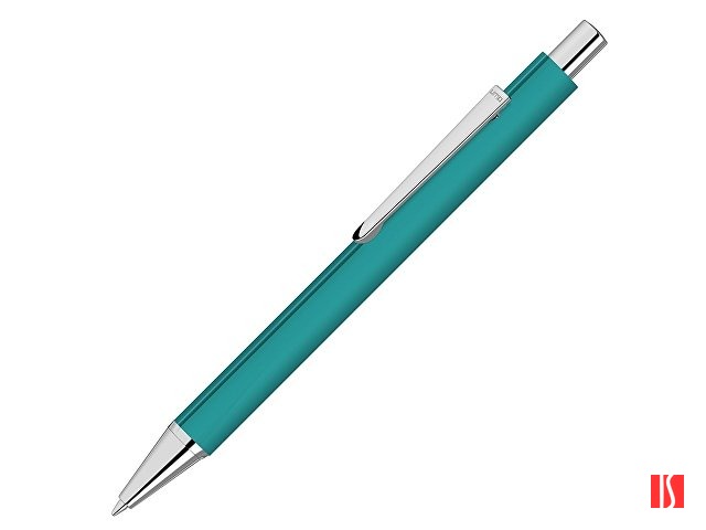 Ручка шариковая металлическая «Pyra» soft-touch с зеркальной гравировкой, бирюзовый