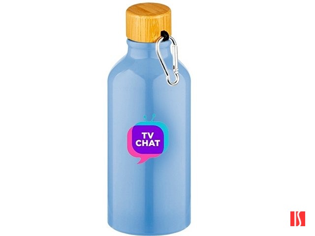 Купить Бутылка "Hip S Bamboo" с карабином 400мл, светло-синий Бутылка "Hip S Bamboo" с карабином 400мл, светло-синий