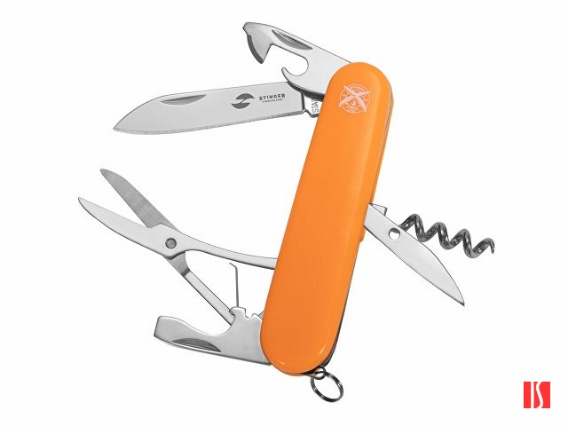 Нож перочинный Stinger, 90 мм, 11 функций, материал рукояти: АБС-пластик (оранжевый)