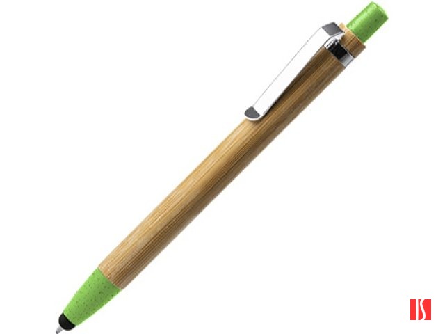 Ручка-стилус шариковая NAGOYA с бамбуковым корпусом, натуральный/зел.яблоко