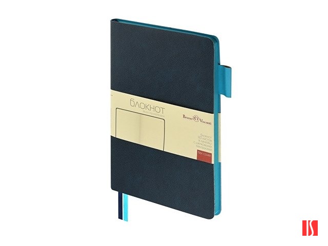 Блокнот А5 "Boston", темно-синий с голубым срезом