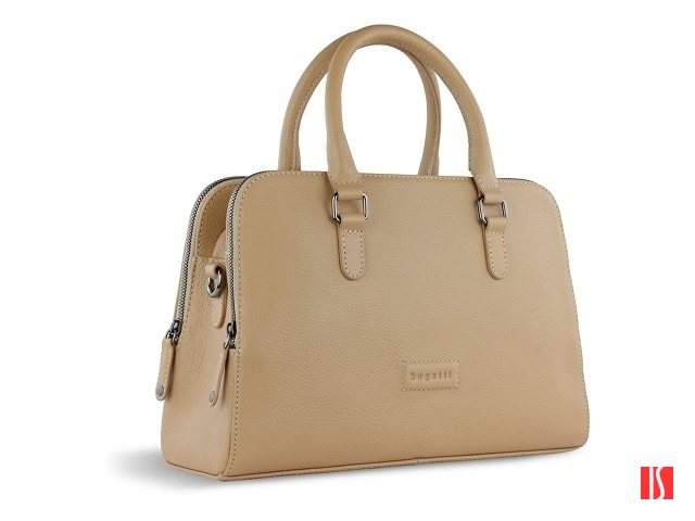 Сумка женская BUGATTI Elsa, песочного цвета, воловья кожа/полиэстер, 32х13х22 см