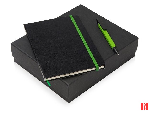 Подарочный набор Jacque с ручкой-подставкой и блокнотом А5, зеленое яблоко