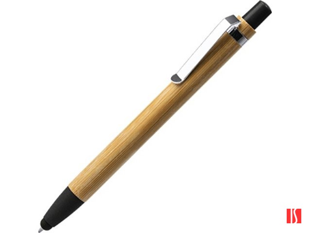 Ручка-стилус шариковая NAGOYA с бамбуковым корпусом, натуральный/черный