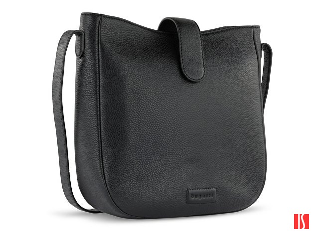 Сумка женская BUGATTI Elsa, чёрная, воловья кожа/полиэстер, 29х8х27 см