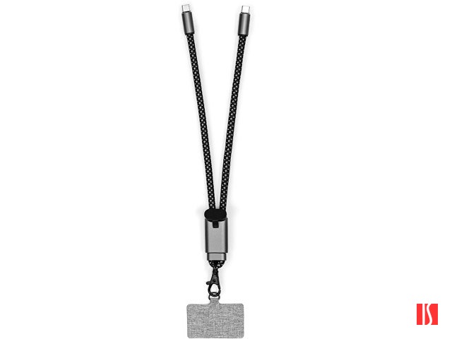 Купить Ремешок-держатель для телефона с зарядным кабелем USB-C - USB-C «Lany Wristband Charge Eco», серый Ремешок-держатель для телефона с зарядным кабелем USB-C - USB-C «Lany Wristband Charge Eco», серый