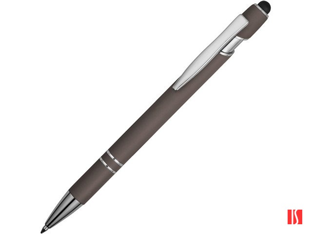 Ручка металлическая soft-touch шариковая со стилусом «Sway», серый/серебристый (P)