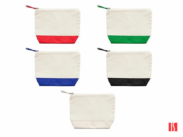 Косметичка DOEL из хлопка плотностью 280 г/м2, бежевый/красный