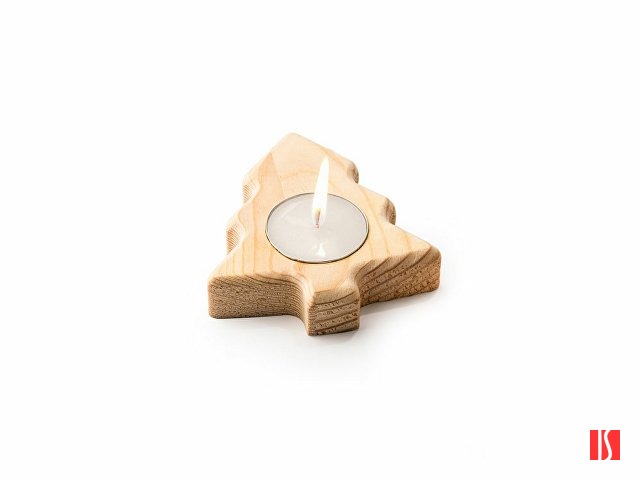 Свеча MAKA на деревянной подставке, елка, натуральный