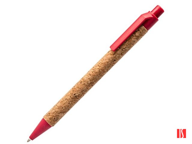 Ручка шариковая COMPER Eco-line с корпусом из пробки, натуральный/красный