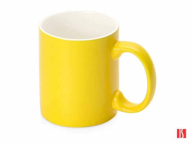 Матовая кружка Марко базовой формы, цветная снаружи, белая внутри, желтый (P)