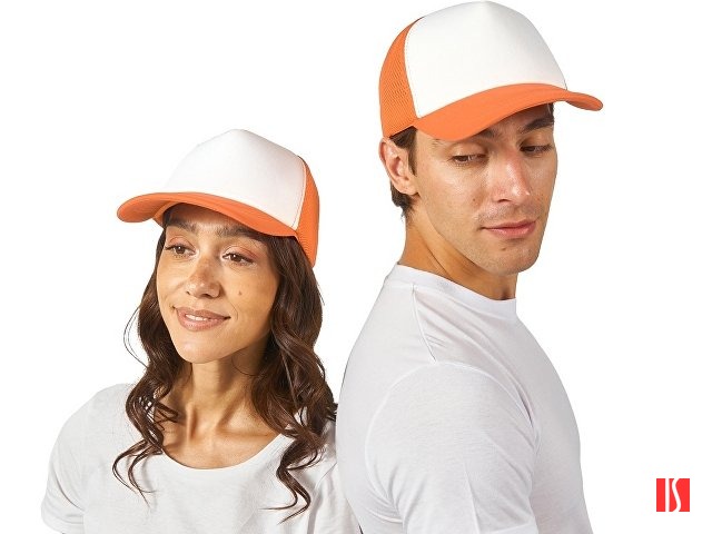 Бейсболка с сеткой Newport, оранжевый/белый