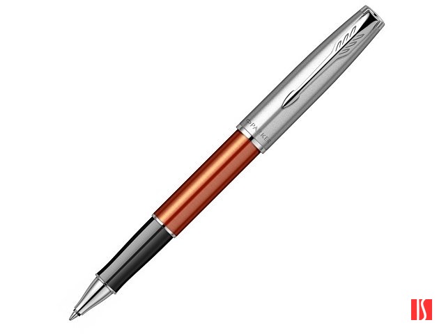 Ручка-роллер Parker Sonnet Essentials Orange SB Steel CT, цвет чернил black,перо: F, в подарочной упаковке.