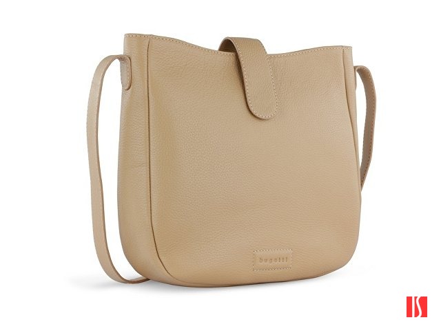 Сумка женская BUGATTI Elsa, песочного цвета, воловья кожа/полиэстер, 29х8х27 см