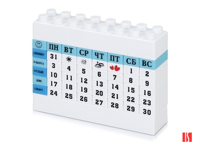 Вечный календарь в виде конструктора, синий