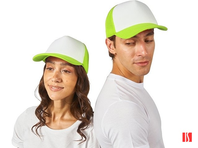 Бейсболка с сеткой Newport, зеленое яблоко/белый