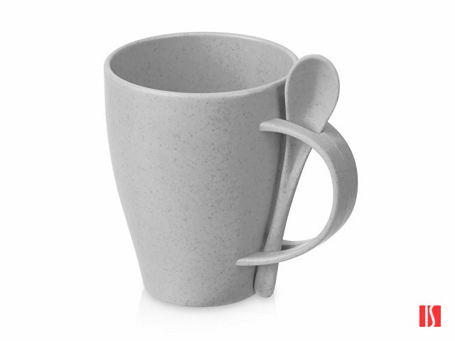 Пшеничная кружка Nina с ложкой, 300ml, серый Cool grey 7C