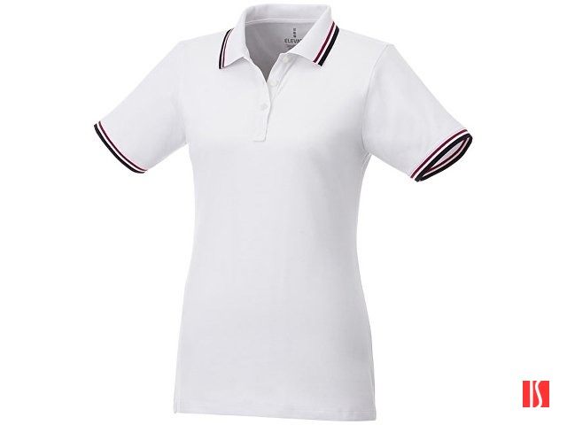 Женская футболка поло Fairfield с коротким рукавом с проклейкой, белый/темно-синий/красный