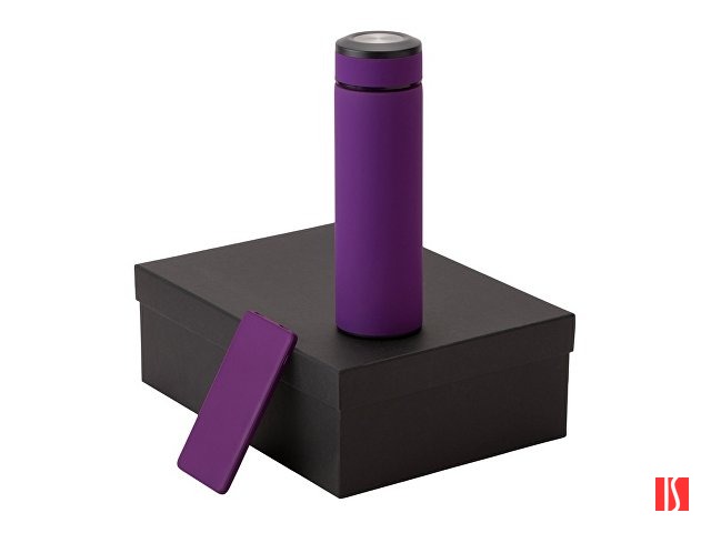 Подарочный набор с термосом и повербанком С1, фиолетовый