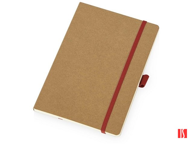 Блокнот "Sevilia Soft", гибкая обложка из крафта A5, 80 листов, крафтовый/красный