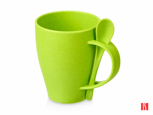 Пшеничная кружка Nina с ложкой, 300ml зеленое яблоко 375C