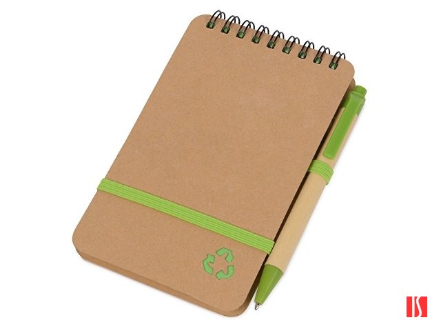 Набор канцелярский с блокнотом и ручкой "Masai", 70 л. нелинованных, зеленое яблоко