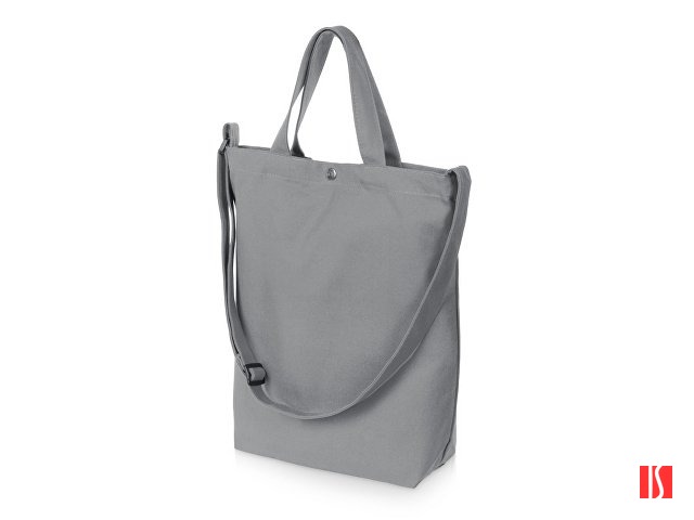 Сумка Helfer из хлопка на кнопке с регулирующейся лямкой, серый