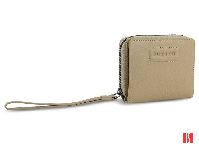 Кошелёк женский BUGATTI Elsa, с защитой RFID, песочного цвета, воловья кожа/полиэстер, 11х2,5х9 см