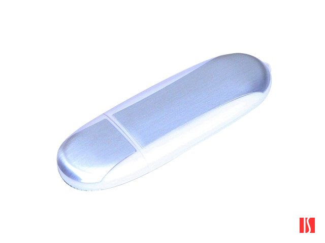 Флешка промо овальной формы, 64 Гб, серебристый/прозрачный