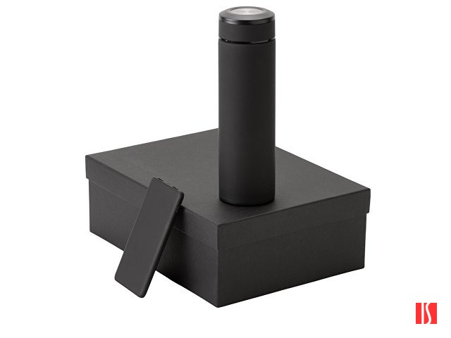 Подарочный набор с термосом и повербанком С1, черный