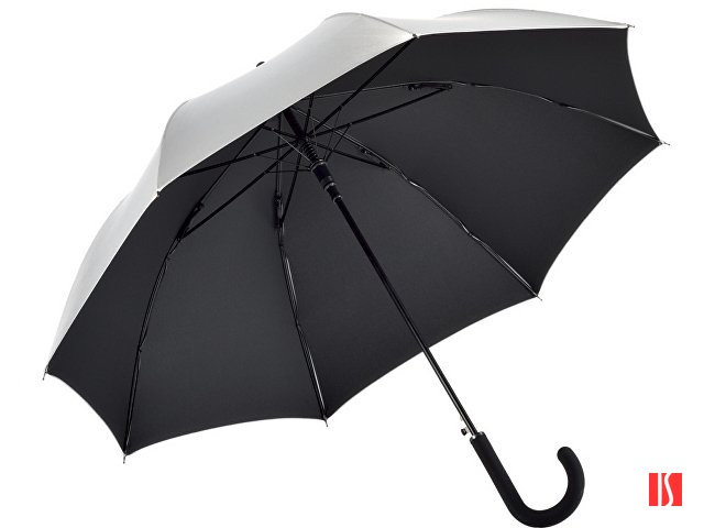 Зонт-трость 7119 Double silver, полуавтомат, серебристый/черный