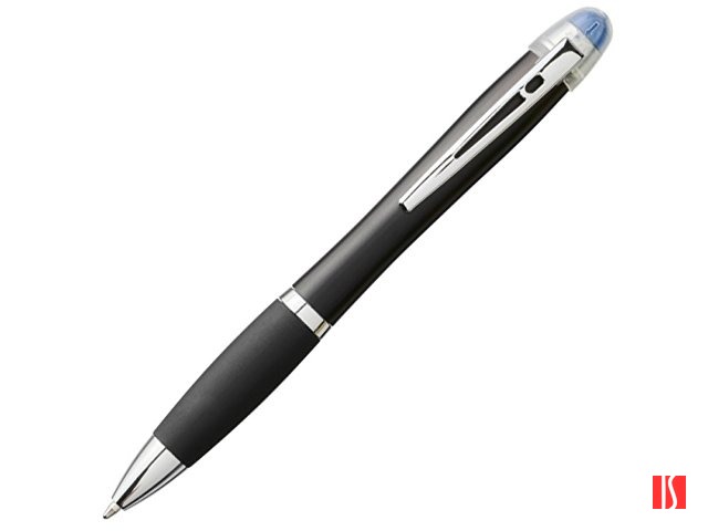 Светящаяся шариковая ручка Nash со светящимся черным корпусом и рукояткой, синий