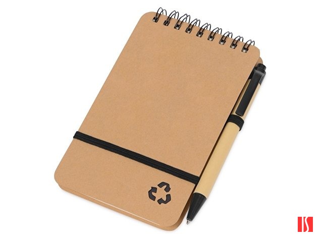 Набор канцелярский с блокнотом и ручкой "Masai", 70 л. нелинованных, черный