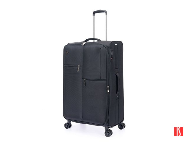 Чемодан TORBER Seyd, чёрный, нейлон 600D, 48 х 22 х 78 см, 85 л