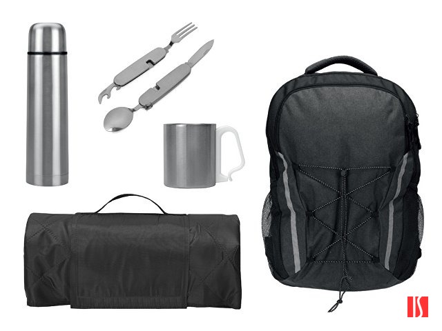Купить Набор с термосом, кружкой, пледом и рюкзаком, черный Набор с термосом, кружкой, пледом и рюкзаком, черный