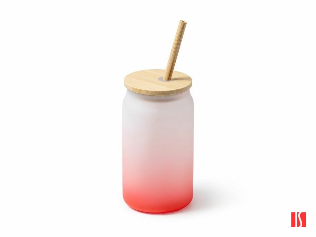 Стакан стеклянный DALBY с цветным градиентом, 350 мл, белый/красный