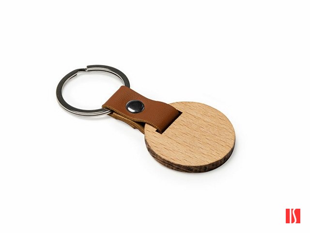 Брелок MARBEL из натурального дерева, круглый, натуральный/коричневый